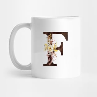 Floral Monogram F Lovely Autumn Foliage Mug